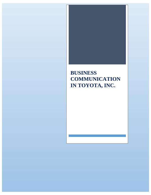 Business Communication Issues in Toyota Inc. | Desklib_1
