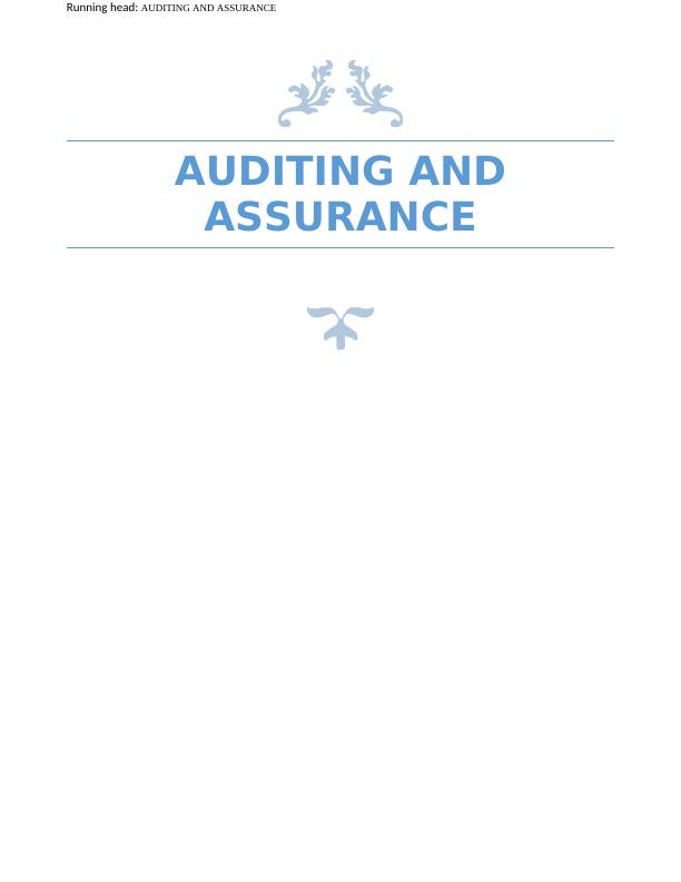 Assignment on Auditing and Assurance in a Business_1