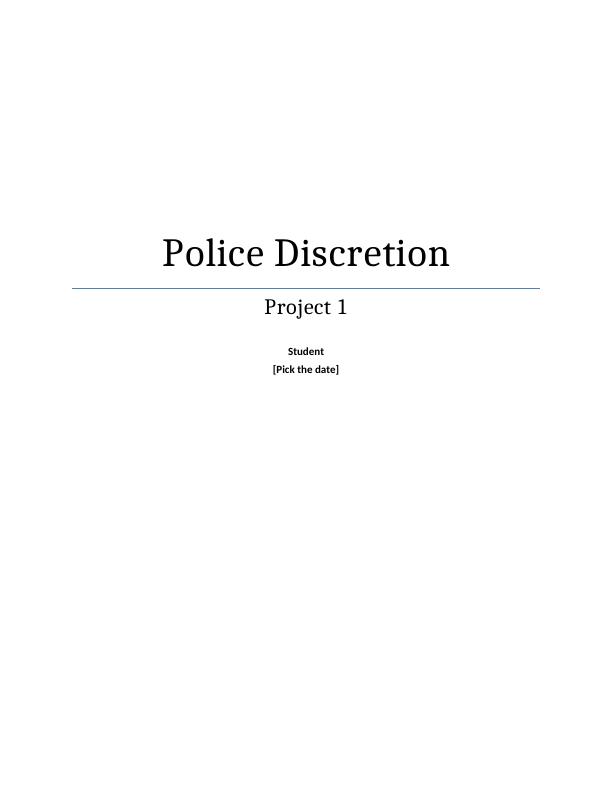 Annotated Bibliography on Police Discretion_1