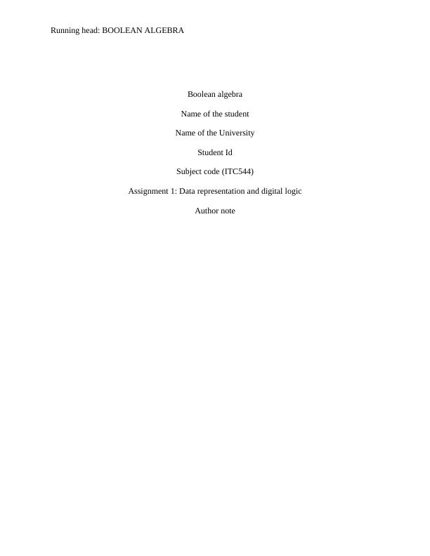 ITC544 - Boolean Algebra | Digital Logic - Assignment_1