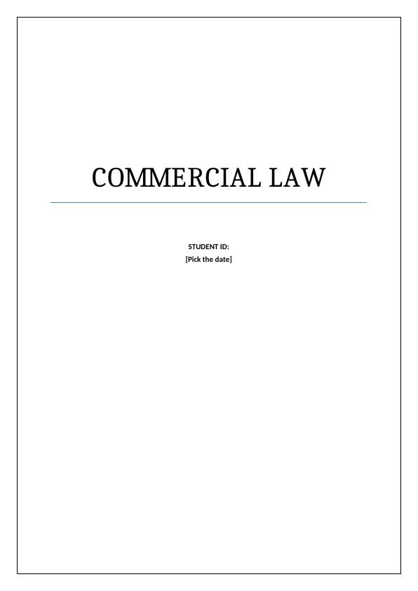 Commercial law | Sample Assignment_1