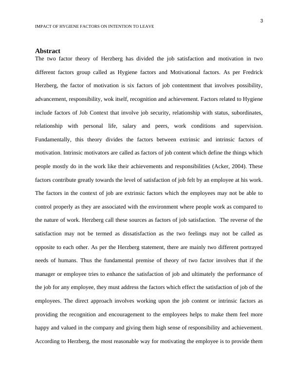 Two-Factor Theory Of Herzberg- Hygiene & Motivational Theory | Paper_4