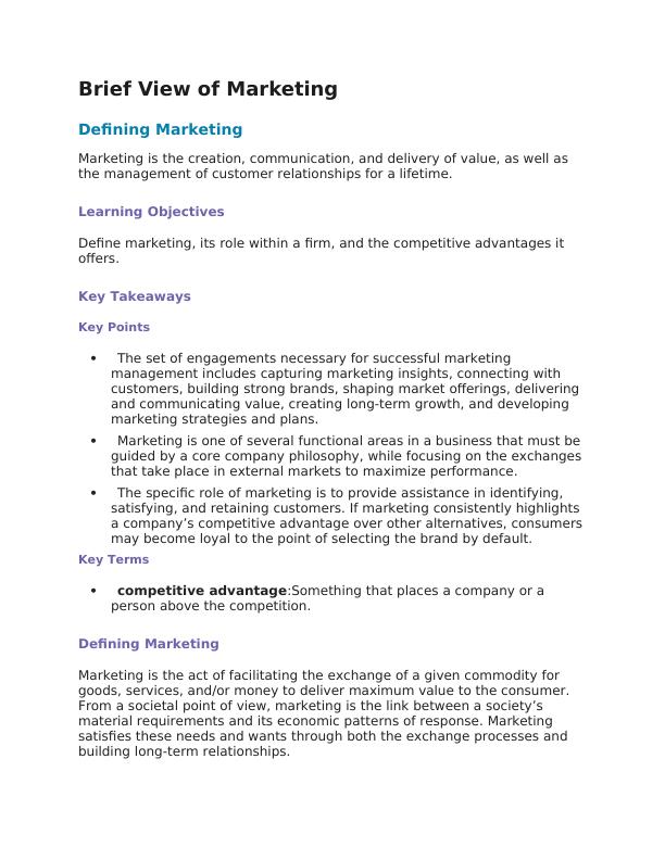 Brief View of Marketing_1