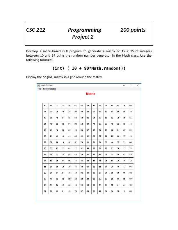 CSC 212. Programming. 200 points. Project 2. Develop a _1