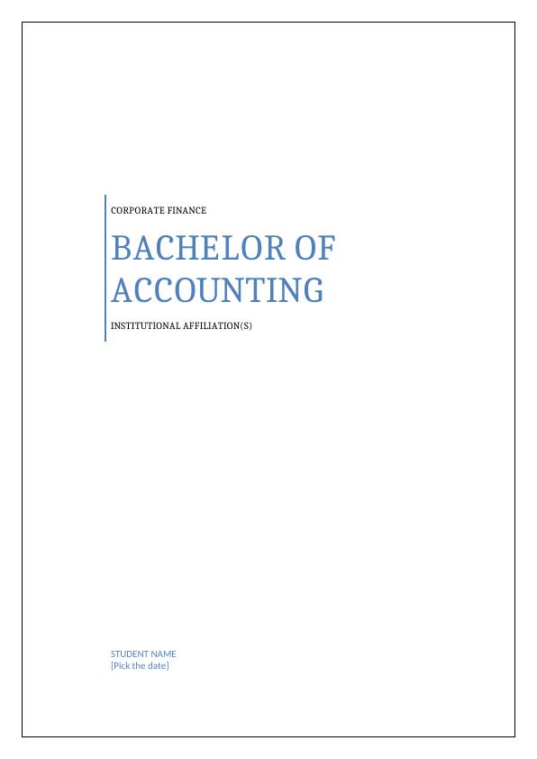 FIN200 Corporate Financial Management - Bachelor of Accounting_1
