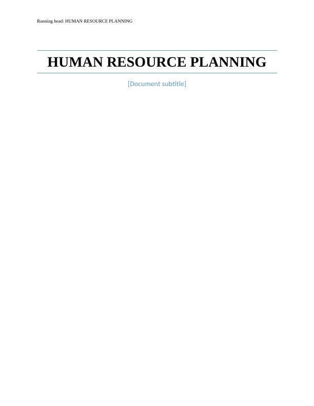 Assignment Human Resource Planning_1
