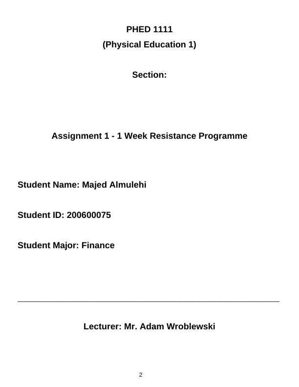 Resistance Programme Rubric for PHED 1111_2