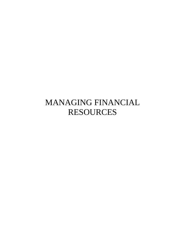 Managing Financial Resources  - Assignment_1