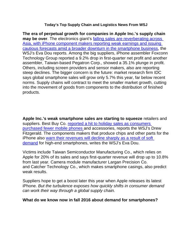 Apple's falling sales hit suppliers and retailers_1
