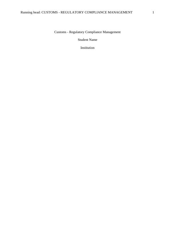 CUS103 - Regulatory Compliance Management Assignment_1