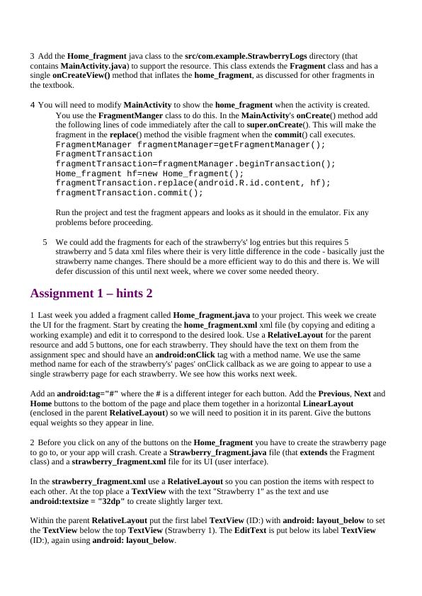 Hints for completing Assignment 1 for an Android application project_2