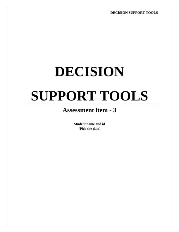 Decision Making Support Tools Assignment_1