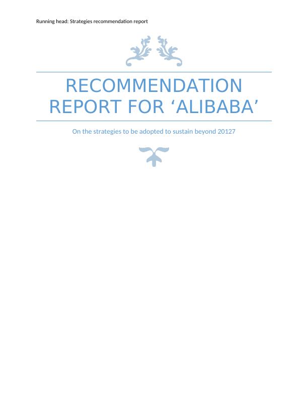 Strategies Recommendation Report- Alibaba_1