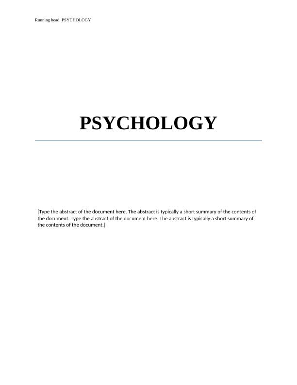 PSYCHOLOGY. PSYCHOLOGY. 2. PSYCHOLOGY. [Type the abstra_1
