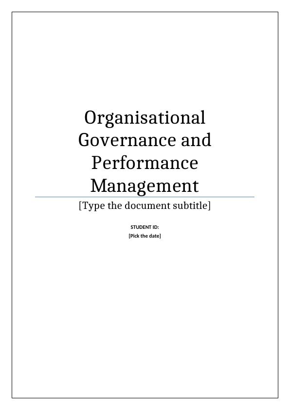 Organizational Governance and Performance Management - Assignment_1