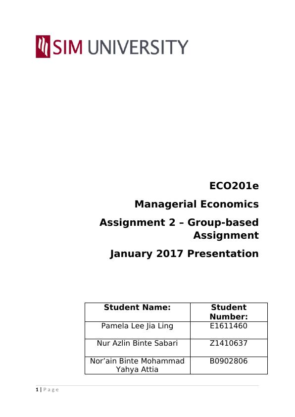 Managerial Economics Assignment 2 - Group-based Assignment_1