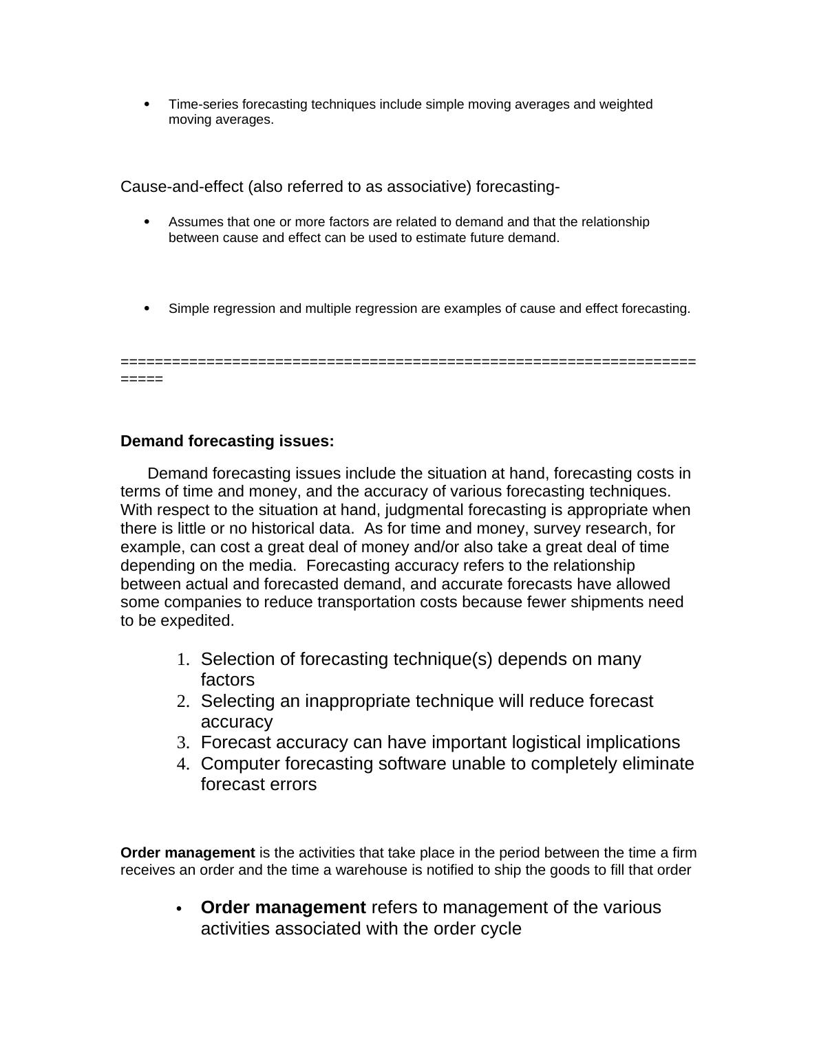 Assignment Demand Management, Order Management