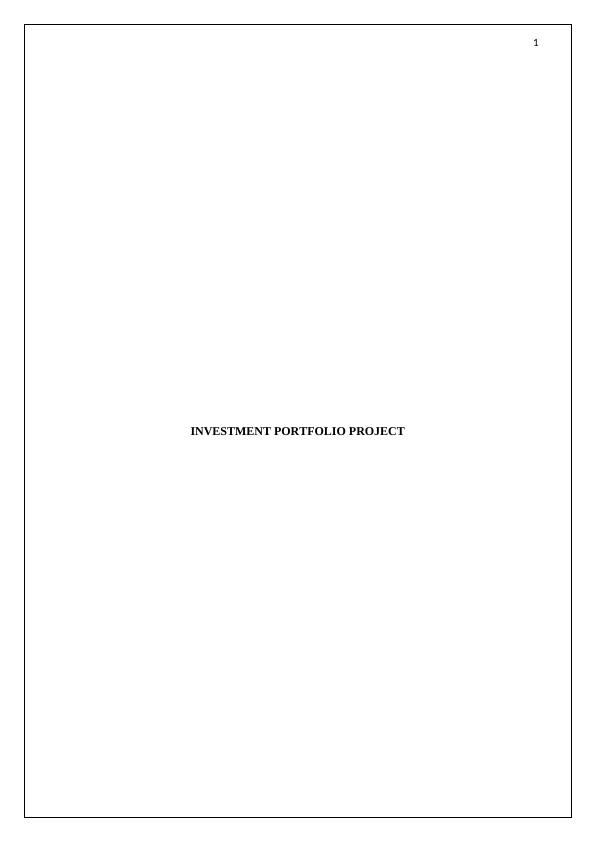 7. INVESTMENT PORTFOLIO PROJECT. Table of Contents. INV_1