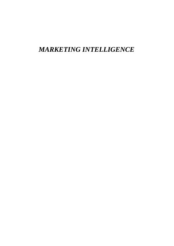 Report on Marketing Intelligence and Decision-making_1