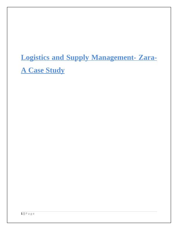 MGT704 - Logistics Management Assignment_1