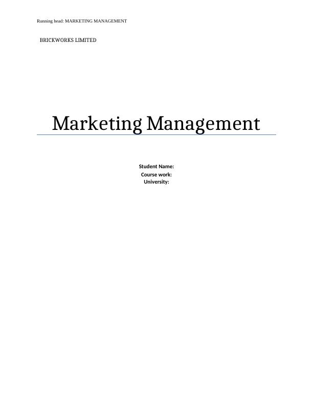Brickworks limited Marketing Management_1