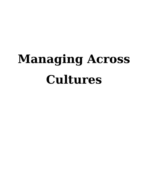 Managing Across Cultures Assignment_1