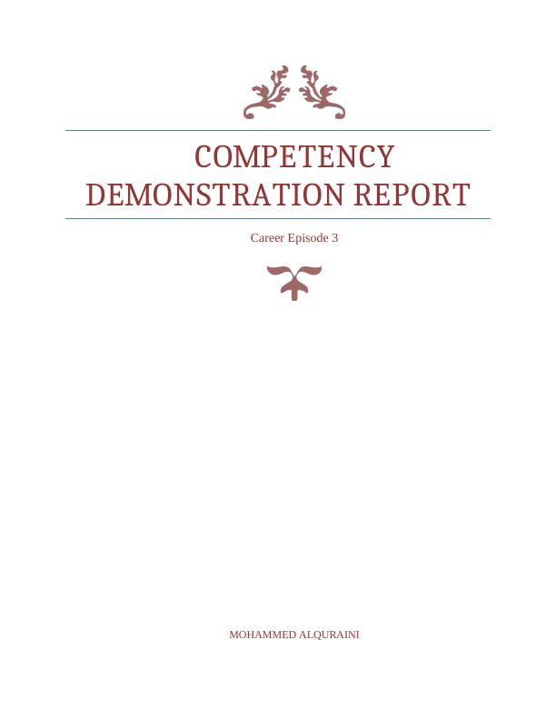 Competency Demonstration Report- Episode 3_1