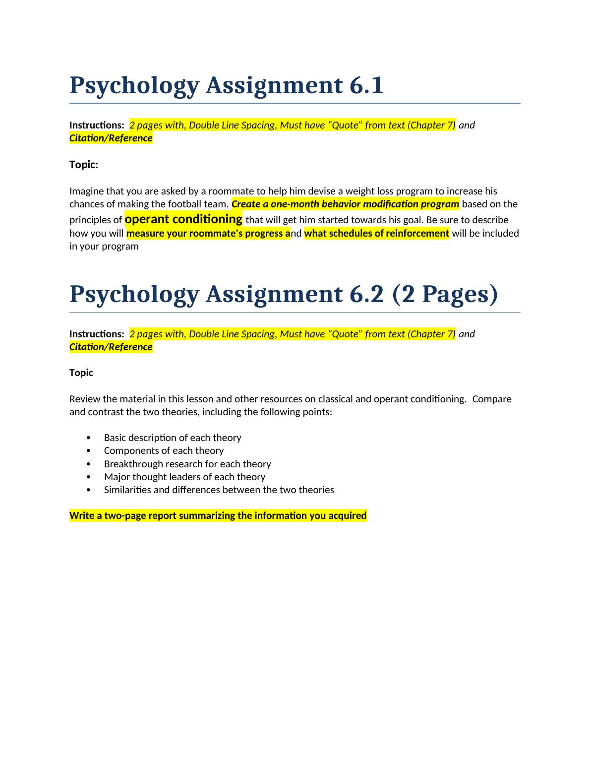 how to make assignment of psychology