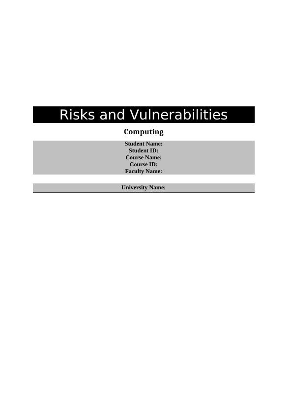 Risks and Vulnerabilities- Assessment_1