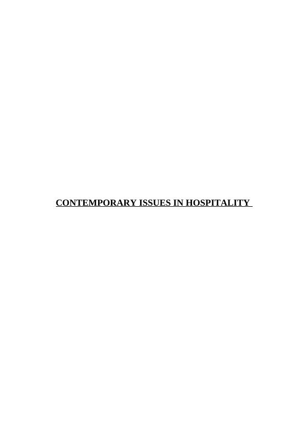 Contemporary Issues in Hospitality Sector Assignment_1