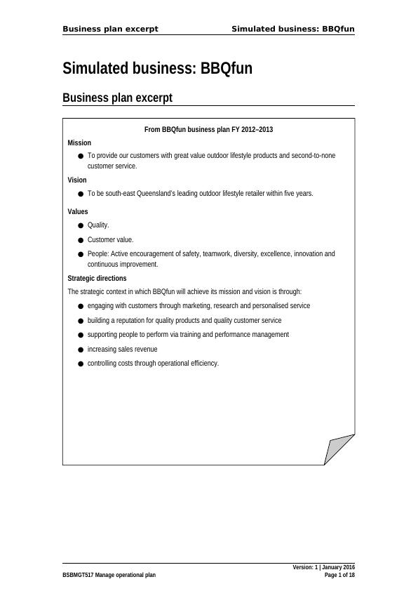 BBQfun Organisational Chart, Recruitment and Induction Policy, Business Plan Excerpt, Performance Management Policy, Procurement Policy_1
