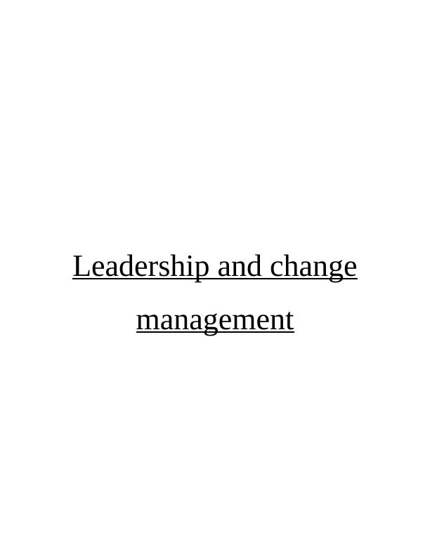 leadership and change management assignment pdf
