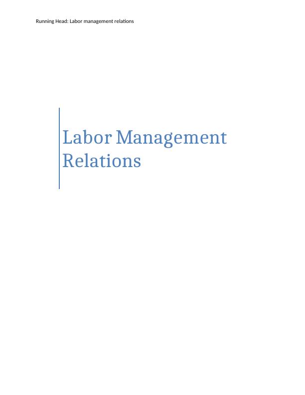 Labor Management Relations - Assignment_1