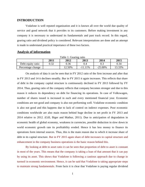 Comparative Financial Report on Vodafone Plc Assignment_3