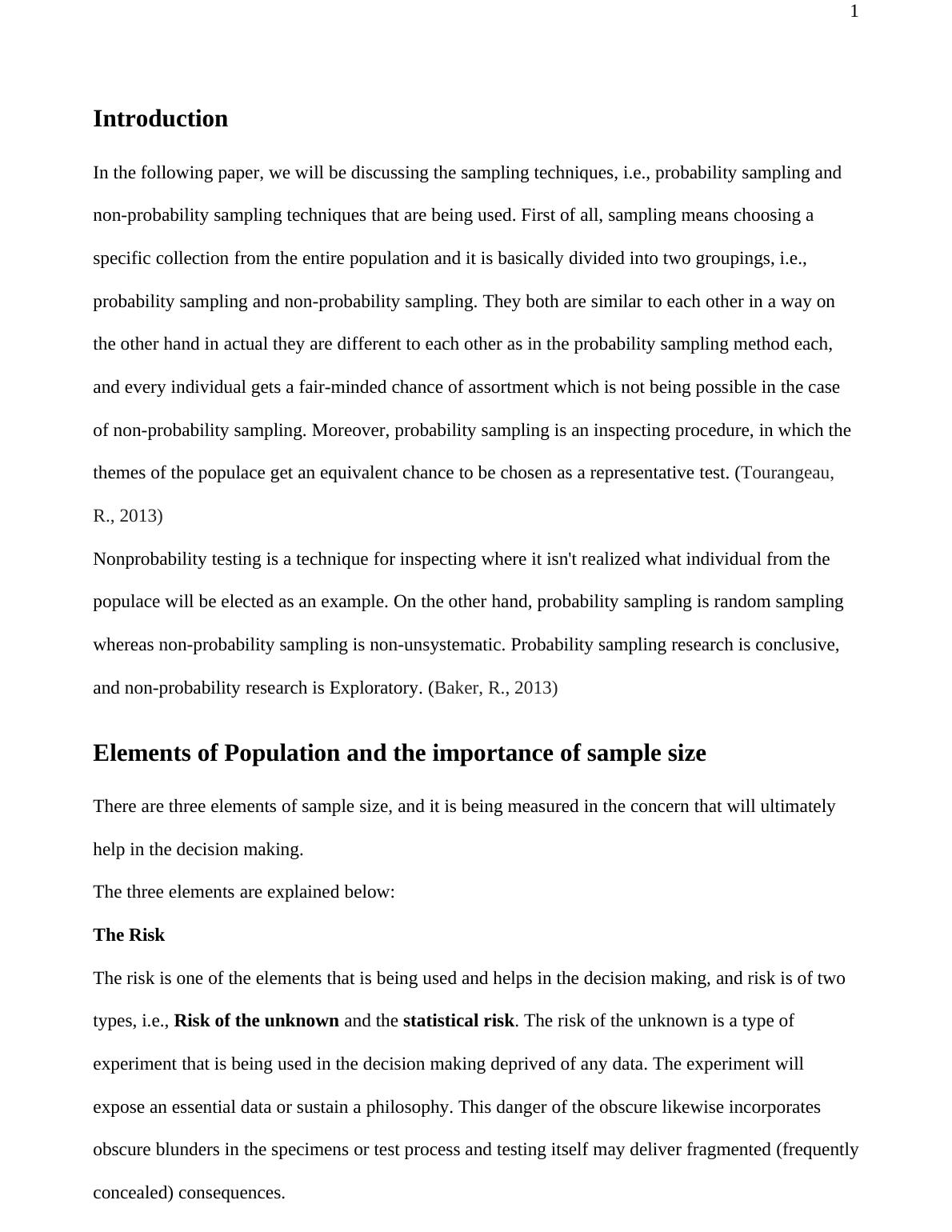 Elements Of Population And The Importance Of Sample Size