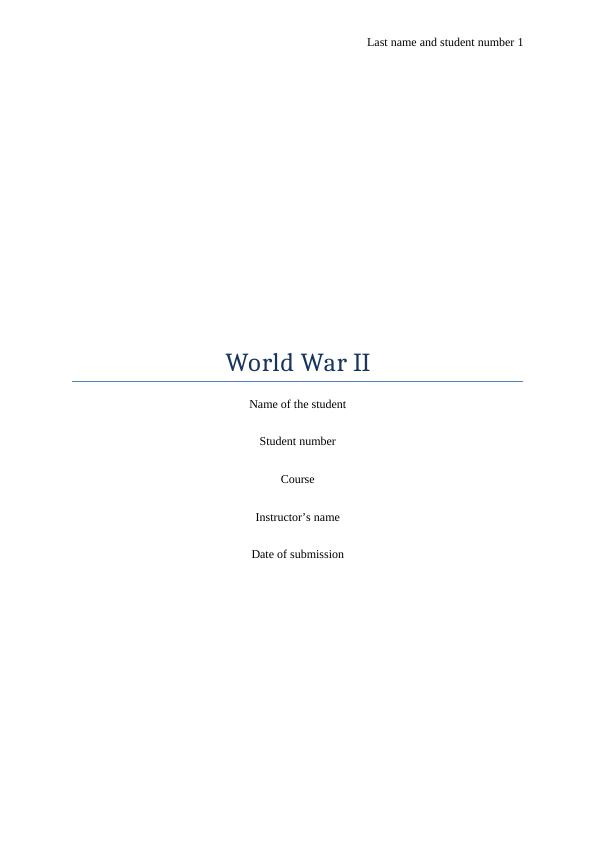 essay on world war ii