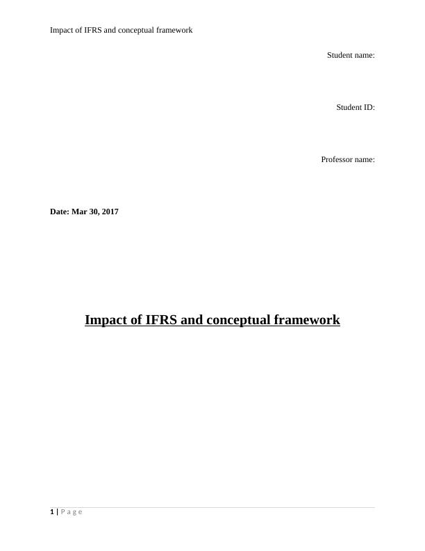Impact of IFRS and Conceptual Framework Assignment_1