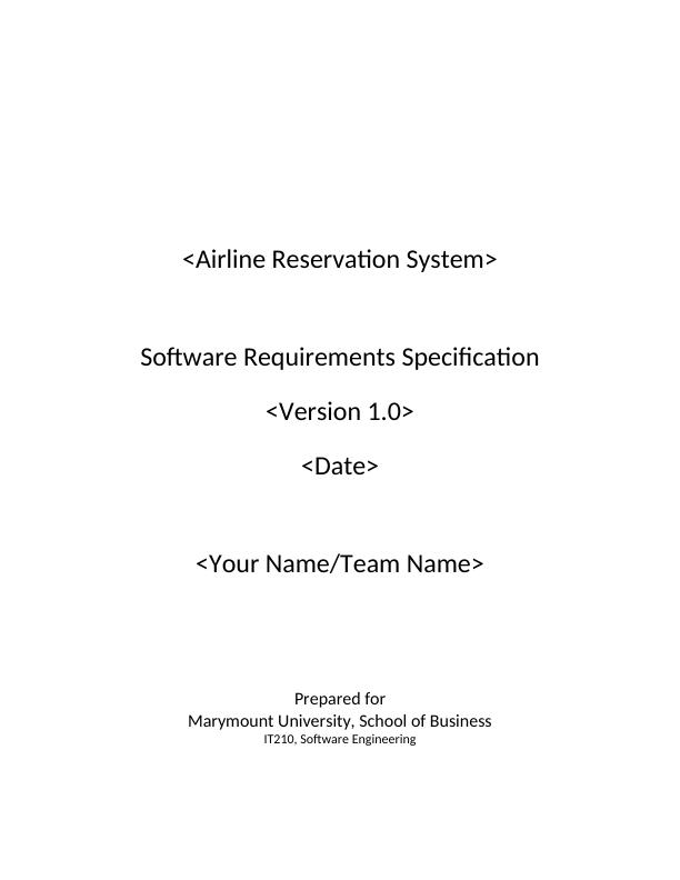 Assignment On Airline Reservation Software Requirement_1