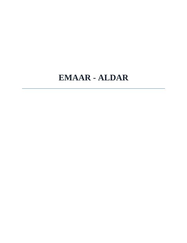 The Financial Analysis of Aldar and Emaar Company_1