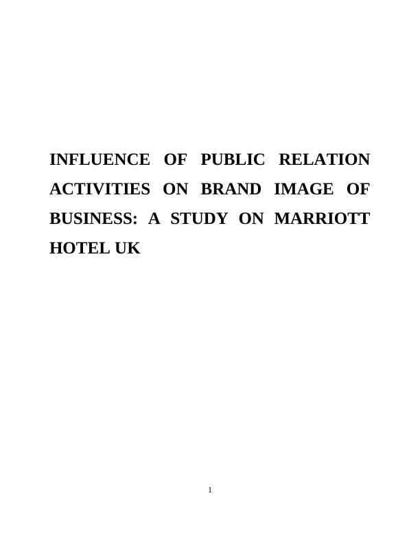 Marketing Strategy - Marriott Hotel Assignment_1