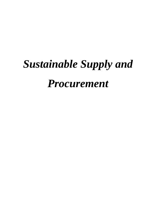 Sample Assignment on Sustainable Supply and Procurement_1