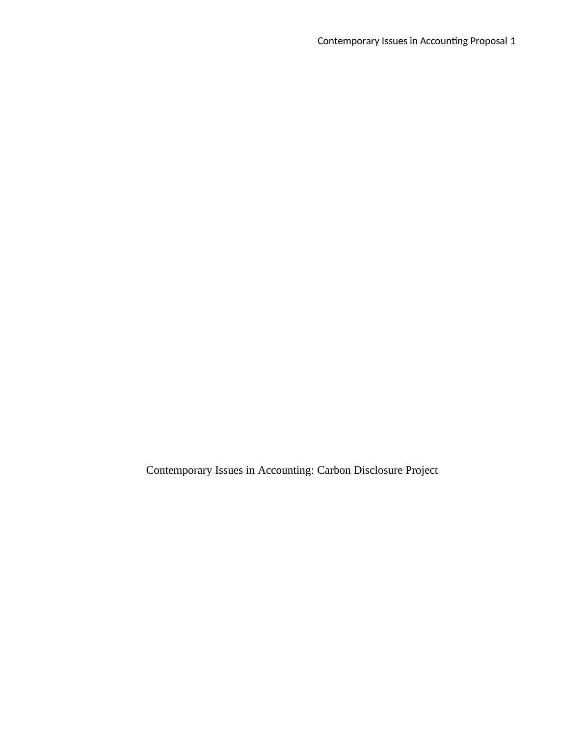 Contemporary Issues in Accounting: Carbon Disclosure Project Contents_1