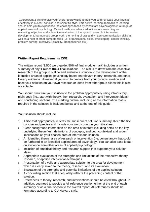 Coursework 2 Requirements for Written Report_1