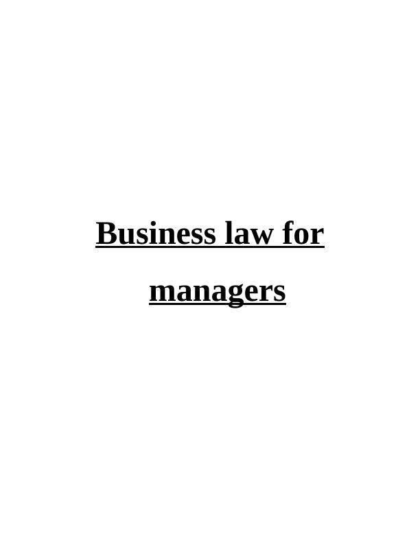 Business Law for Managers | Assignment Sample_1