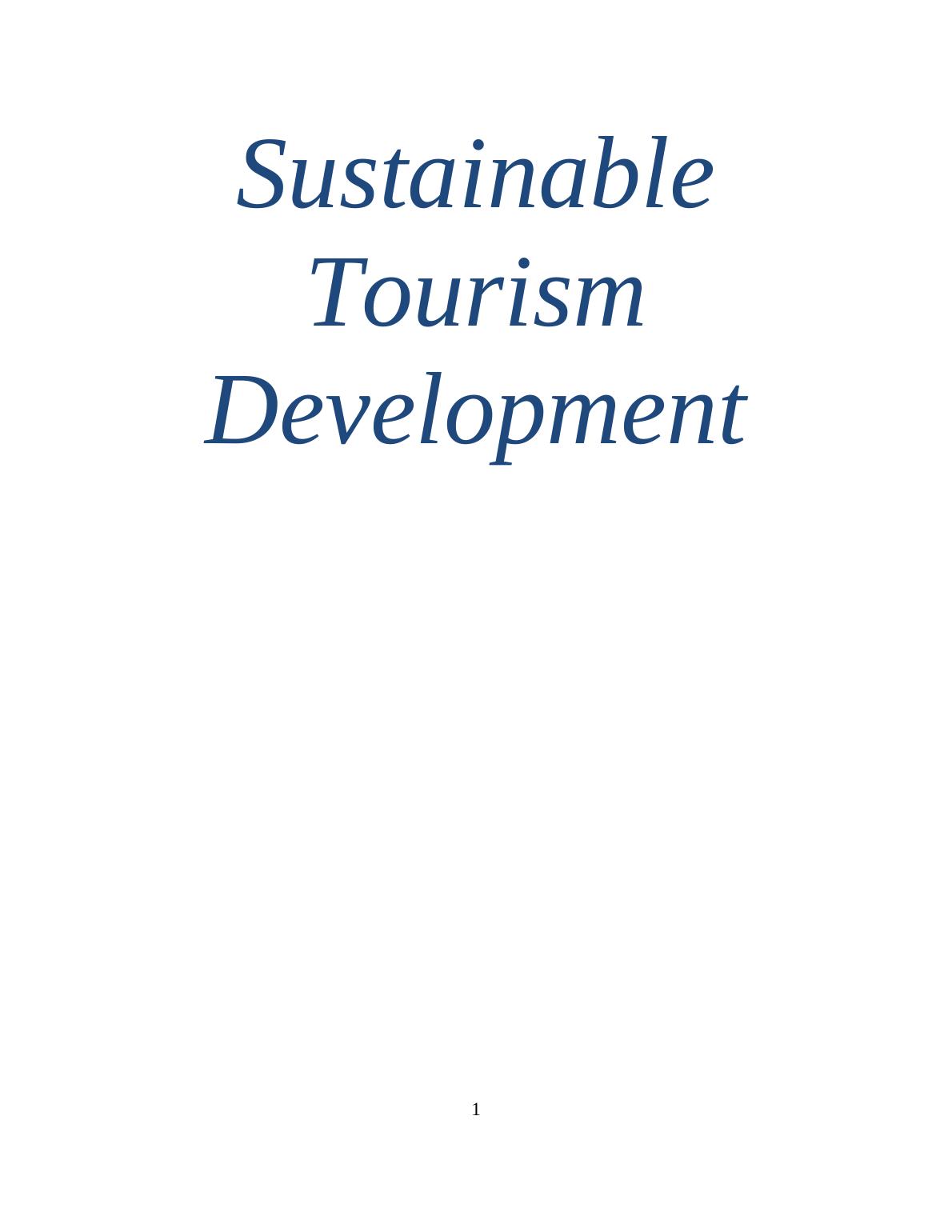 (Doc) Assignment: Sustainable Tourism Development_1