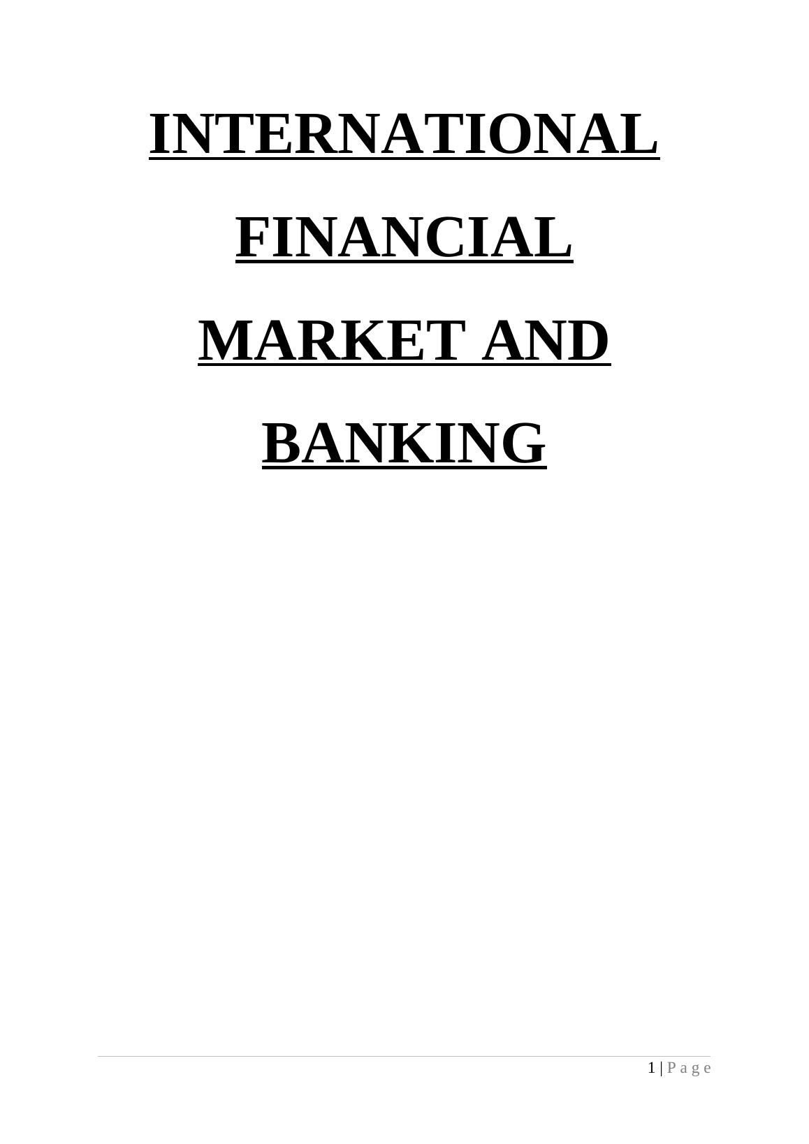 International Financial Market and Banking Assignment_1