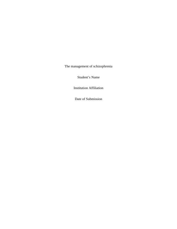 The Management of Schizophrenia_1