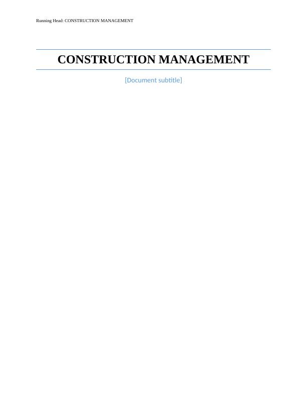 Assignment On Construction Management_1