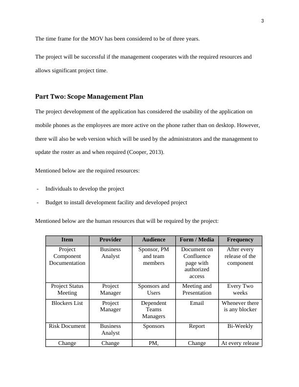 Measurable Organizational Value: Scope Management Plan Part Three: Work Breakdown Structure Part Four: Rostering Project_4
