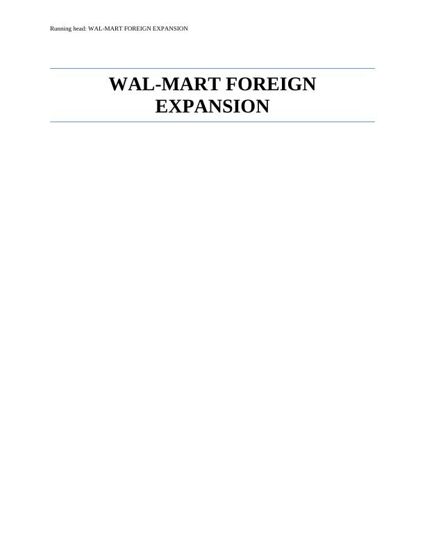 Walmart Foreign Expansion Report Assignment_1